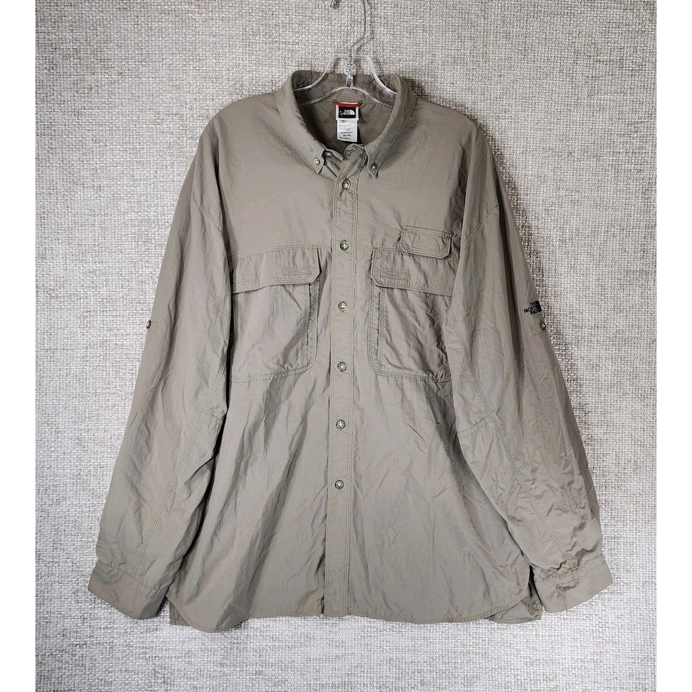 The North Face Vented Sportsman Shirt Mens XL Khaki‎ Lightweight Performance